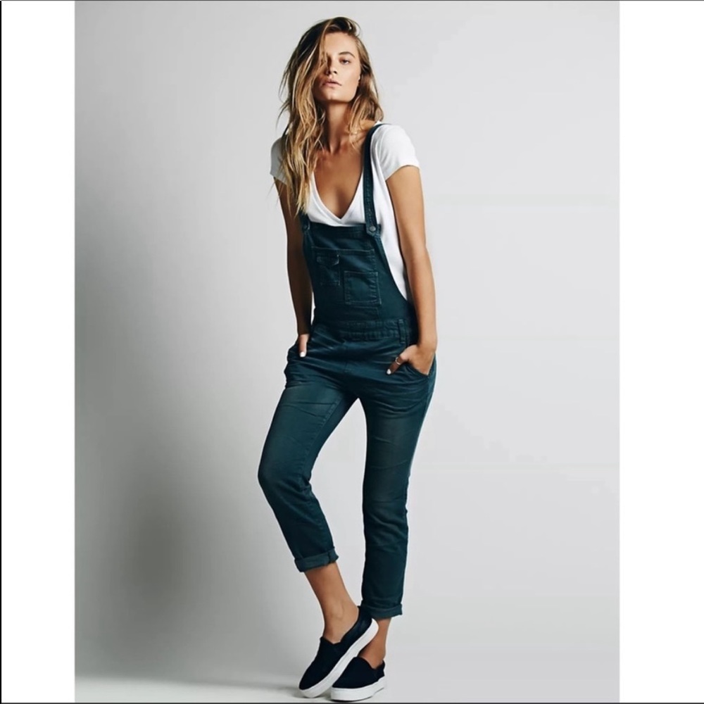 Free People Washed Denim Overalls